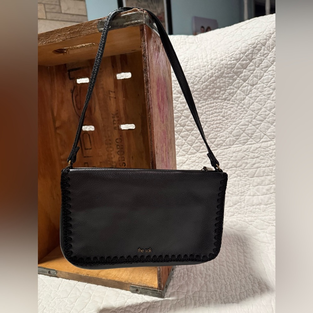 The Sak Black Leather Shoulder Bag Clutch